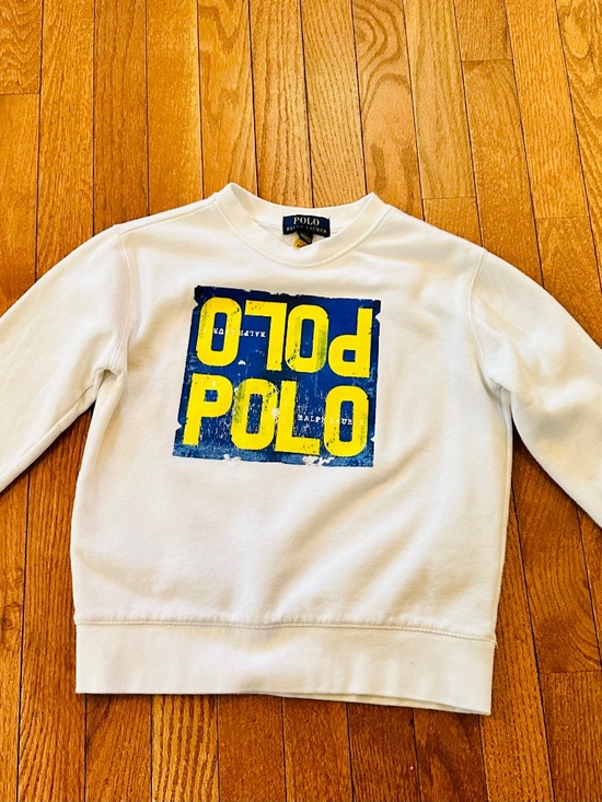 Polo Ralph Lauren Other - Polo Ralph Lauren Boys Graphic Sweatshirt Cream Logo Crewneck Size 8